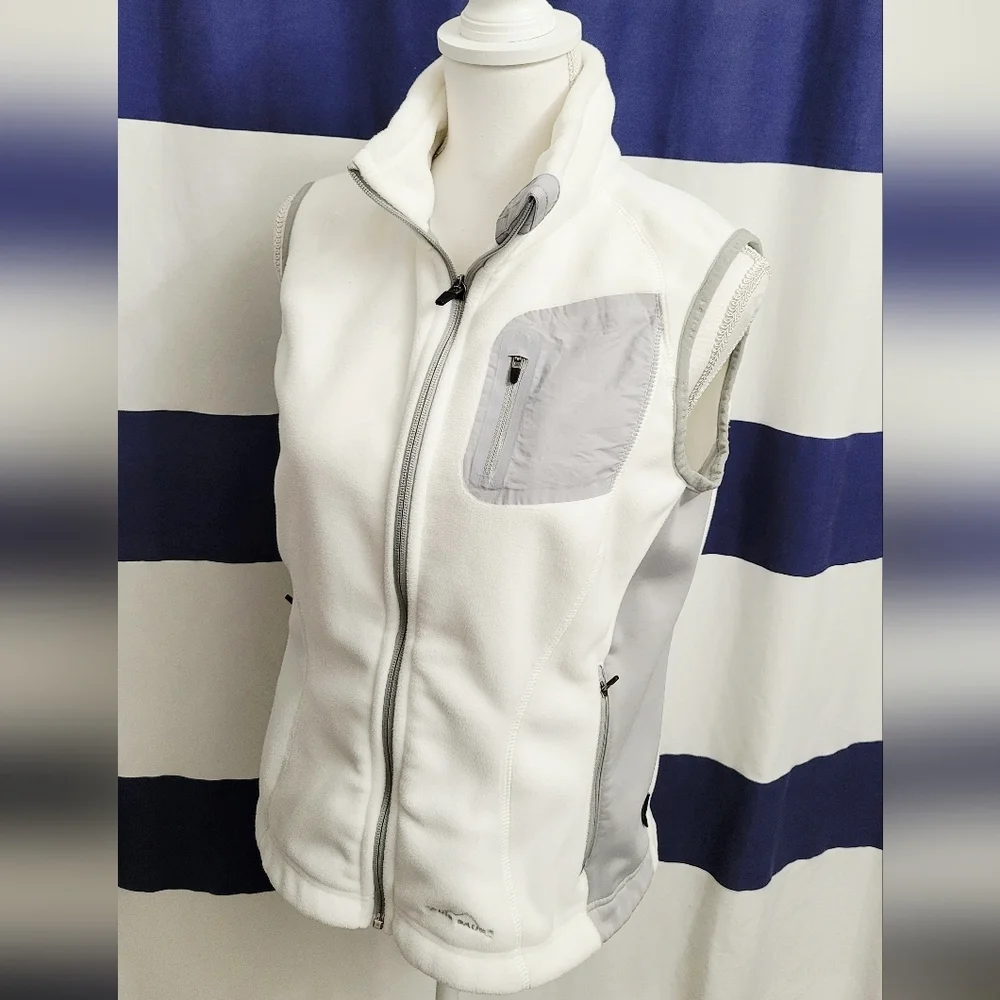 Eddie Bauer Women's White and Gray Windcutter Fleece Vest | Size Medium - Picture 2 of 6